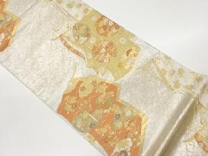 引箔誰が袖に花々模様織出し袋帯